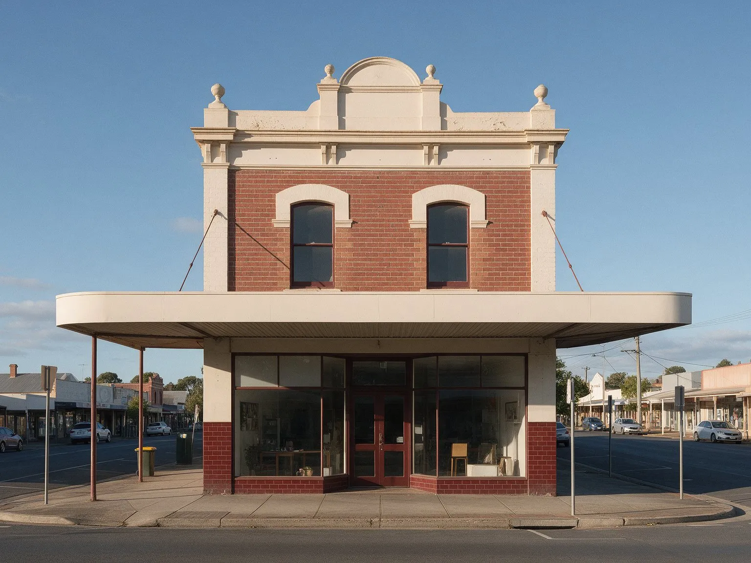 Representative image: a two-storey brick commercial building with a shopfront and awning on a regional Victorian main street