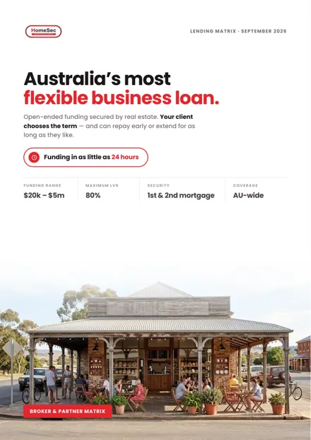 Cover of the HomeSec lending matrix, September 2026